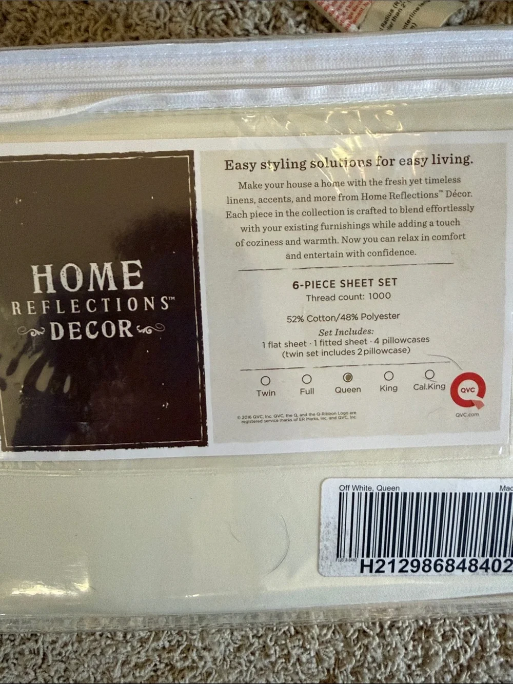 Home Reflections Decor Off White 6-Piece Sheet Set